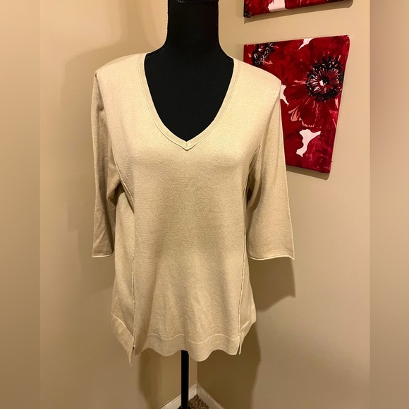 J Jill Chestnut V-Neck 3/4 sleeve Sweater, size PM - Picture 1 of 8